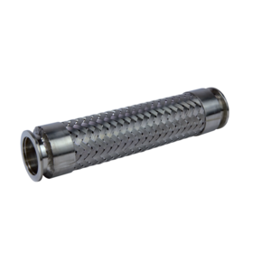 Corrugated hose, sheathed; stainless steel: flange and braiding 1.4301/304; bellows 316L