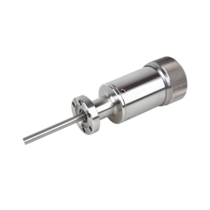 Bellows-sealed rotary feedthrough, manually actuated