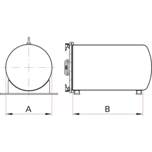 High vacuum chamber, horizontal, KHH - Dimensions