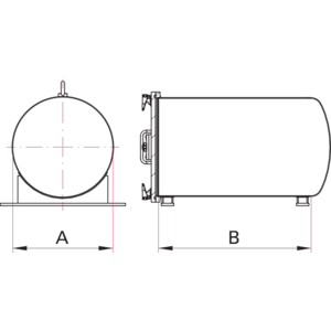 Hochvakuumkammer, horizontal, KHH - Maßbild