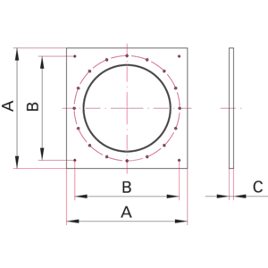 Modularvakuumkammer, Grundplatte - Maßbild