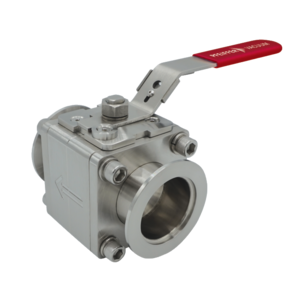Ball valve, DN 16 ISO-KF, manual, locking handle, SS/FKM/PTFE, "A"-dim. 80 mm