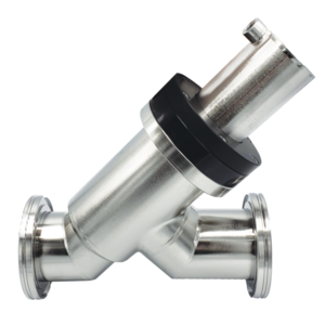 HV Inline valve, DN 80 ISO-K, electro-pneumatic, PV 24 V DC, SS/FKM, "A"-dim. 268 mm