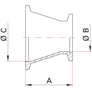 ISO-KF Conical Reducer - Dimensions