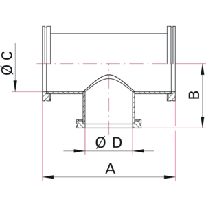 ISO-K Reducer Tee - Dimensions